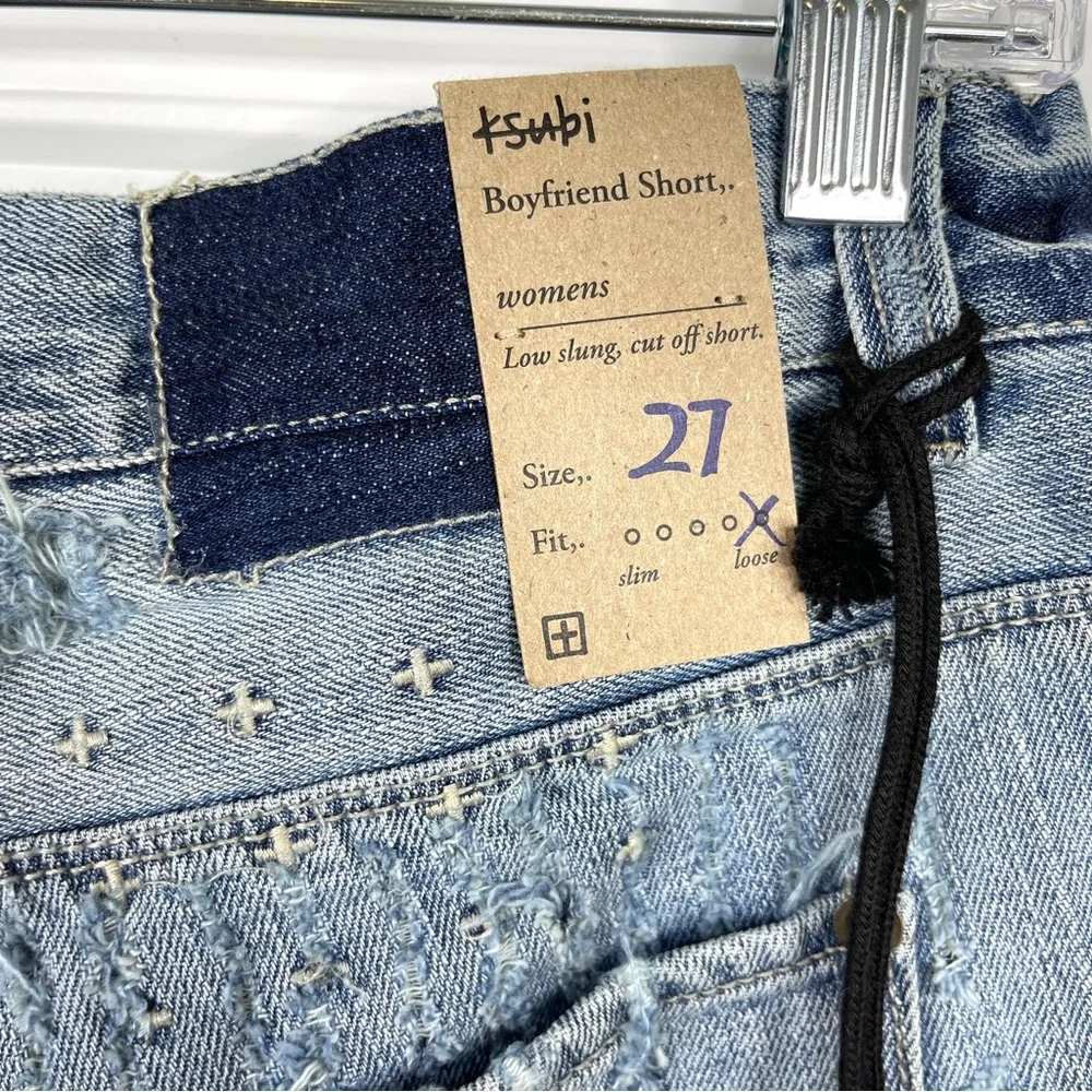 KSUBI Boyfriend Short Midnight & Dusted NEW Size 27 Distressed Denim Jean Shorts